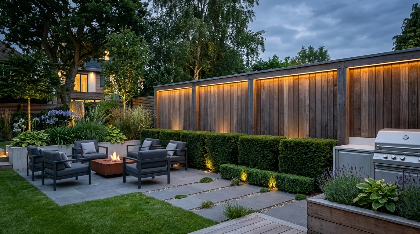 Vertical Wooden Panels With Lighting